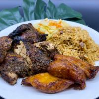  #2 Jerk Chicken Plate · One of our most popular dishes, marinated in our spicy jerk marinade then grilled, enhancing...