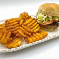  #3 Jerk Burger Plate · A Caribbean twist on your classic burger. A single patty topped with our spicy jerk marinade...