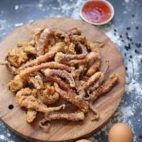 Crispy squid tentacles  · Salt&pepper crispy fried squid tentacles,served with sweet chilli sauce.
