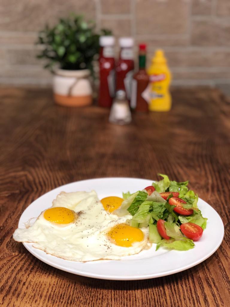 Sunny Side Egg · Served with house salad and fries.