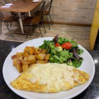 Mozzarella Cheese Omelet · Served with house salad and fries.