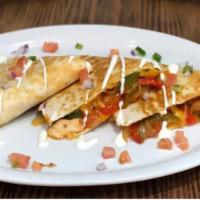 Chicken Quesadilla · Comes with chicken breast, a toasted flour tortilla, melted cheddar, and caramelized onions ...