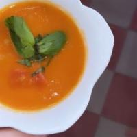 Tomato Soup · Dairy- Free 
Cherry Tomatoes
Vine Tomatoes 
Carrots 
Potato 
Includes a side of toasted Sour...
