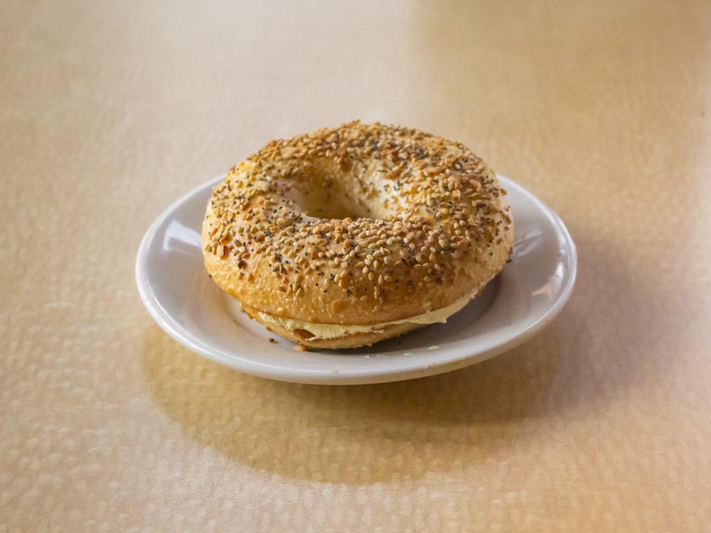 Bagel with Butter (choose flavor) · a large delicious freshly toasted bagel choose your topping to make it your own