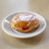 Raspberry filled donuts · fresh donuts filled with raspberry filling (usually glazed lightly)