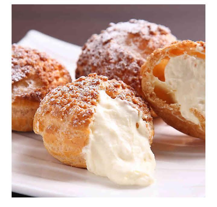 CREAM PUFF · Lusciously smooth creamy center with crumbly crisp exterior.   The Creme y'all, the Creme!
Featured Flavors:  *mochi-matcha  *banana cream pie Cream Puff. Strawberry Shortcake.

Serving Size= 1 (80g) Cream Puff .  NOTE*** - this dessert is super delicate / fragile.  Bicycle delivery won't do it justice.  it will look A MESS upon arrival, BUT TASTE AMAZING!!!  - so worth the cosmetic blemishes. 
