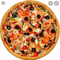 Vegetarian Pizza 14 · Onion, green pepper, olive, tomato.