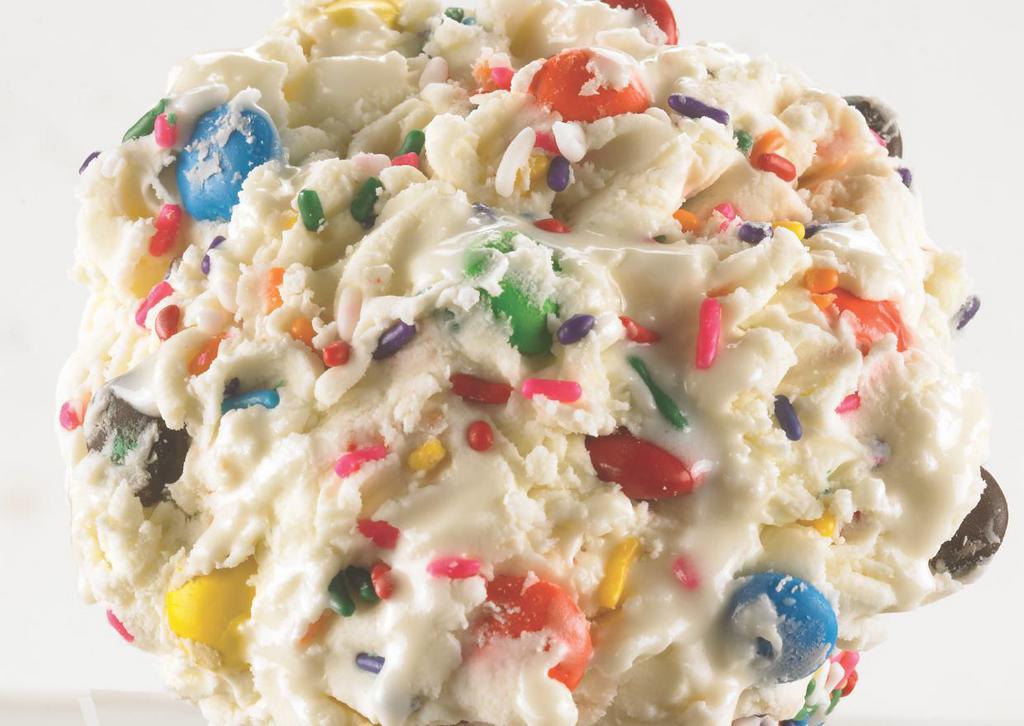 Rainbow-Nanza · Sweet cream with M&M’s, assorted sprinkles, and marshmallow topping.