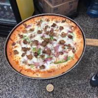 Mattapan House Special Pizza · Ham, sausage, salami, hamburger, pepperoni, mushroom, onions, green peppers and extra cheese. 