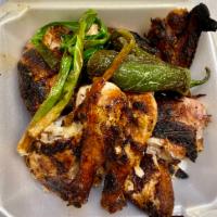 Whole Grilled Chicken with Sides · Chicken marinated in our signature recipe, grilled on a charcoal grill. Includes two 16 oz. ...