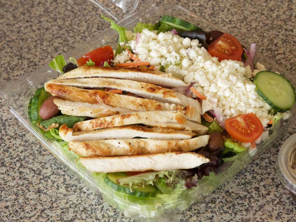 Greek Salad · A garden salad with Kalamata olives and feta cheese.
