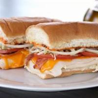 Turkey Bacon Chipotle Hoagie · Made with cheddar and chipotle mayo.