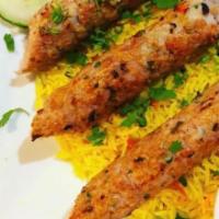 Reshmi Kabab · Ground chicken, ginger, garlic with cream cheese and spices.