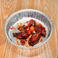Chicken Wings · 8 Fried wings with your choice of BBQ, lemon pepper, jerk, sweet and tangy and buffalo sauce.