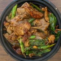 Duck Pad See Eiw  · Wide Noodle stir fried with boneless duck, eggs, garlic, chinese broccoli with sweet soy sau...