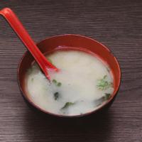 Miso Soup · Traditional Japanese soup with tofu, seaweed and scallions. Gluten free. 