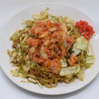 Kimchi Yakisoba · Choice of protein chicken soboro, pork, and shrimp.