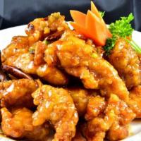 General Tso Chicken · Crispy chunks of chicken sauteed in a special tangy sauce. Served with steamed rice. Spicy.