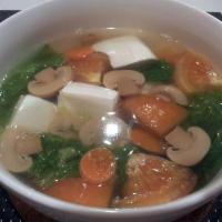 22. Bean Curd and Vegetable Soup  · Soup made with tofu.