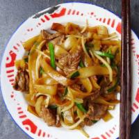 50. Beef Ho Fun · Stir fried rice noodle dish.