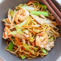 54. Shrimp Chow Mein · Stir fried noodle dish.
