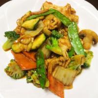 D12. Chicken with Mixed Vegetable Combination Plate Special · 