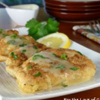 Chicken Francese Dinner · Buttered wine sauce,  Served soup or salad and bread.