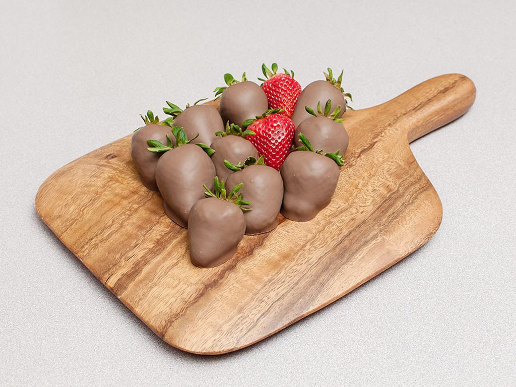 Chocolate Covered Strawberries · Hand-dipped (fresh when you order) chocolate covered strawberries. Approx. 10-15 Berries per lb.