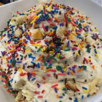 Birthday Cake Cream Cheese · House whipped cream cheese, with birthday cake bits, vanilla, and sprinkles