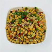 Lemon Chickpea Salad · Chickpea salad with lemon accents, cucumber, onion and cilantro