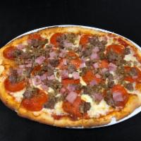 Meat Lovers Pizza · Toppings- pepperoni/Italian sausage/Ham/Hamburger