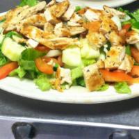 Grilled Chicken Tossed Salad · Strips of grilled chicken breast over our specially seasoned tossed salad.