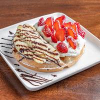 Strawberry Banana N Nutella Cream Waffle · 