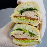 3. Roasted Homemade Turkey and Swiss Hero · Comes with lettuce and tomato.