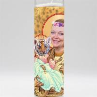 Tiger King - Carole Baskin Candle · God bless her.

Unscented, tall candle.
Unit Weight: 1 lb/candle.