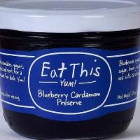 Eat This - Blueberry Cardamom Preserves 7 oz · Rich, sweet and bursting with whole, locally sourced blueberries. Rounded out with a light f...