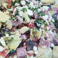 Antipasto Supreme Salad · Lettuce, tomatoes, olives, onions, salami, provolone, ham, garden vegetables, fresh mozzarel...