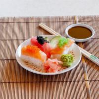 1. Sushi Combo A · Nigiri 6 pieces, 8 pieces California roll.