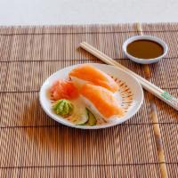 4. Nigiri Sushi Combo · 30 pieces. Ebi (4 pieces), tuna (4 pieces), salmon (4 pieces), hamachi (4 pieces), unagi (4 ...