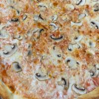 Mushroom Pizza · Tomato sauce, Mozzarella and Fresh Mushrooms.