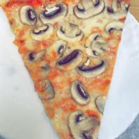 Mushroom Pizza Slice. · Mozzarella, homemade tomato sauce and fresh mushrooms.