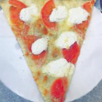 White Pizza with Tomato Slice. · Mozzarella, Parmesan cheese, ricotta cheese, fresh garlic and fresh tomatoes.
