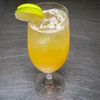 Citrus Peach Cooler · Peach nectar, lemon juice, lime juice, lemonade, and club soda.
