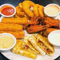 Tap Room Sampler Family Size · A family size portion of 3 orders of our sampler platter which includes our wings, onion rin...