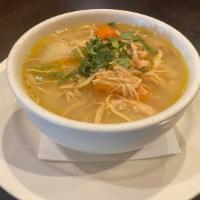 Chicken Noodle · A hearty classic with chicken, carrots, celery, onion, potatoes, and noodles.