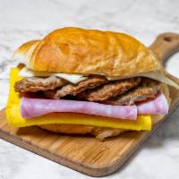 Breakfast croissants  · Ham,swiss cheese,eggs,bacon and sausage.
Grill on panini
Our best sellers