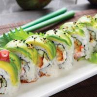 CATERPILLAR ROLL · In: Fresh Water Eel, Crab Meat Out: Avocado