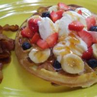 Waffle Goodies · Topped with strawberries or blueberries and whipped cream if requested.
