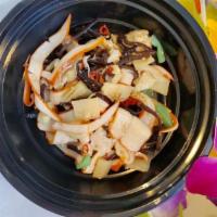 Ika Sansai · Squid, sesame oil, sesame seeds, soy sauce, seaweed & sugar.