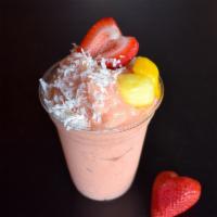Tropical Sunset Smoothie · Strawberry, mango, pineapple and pina colada.